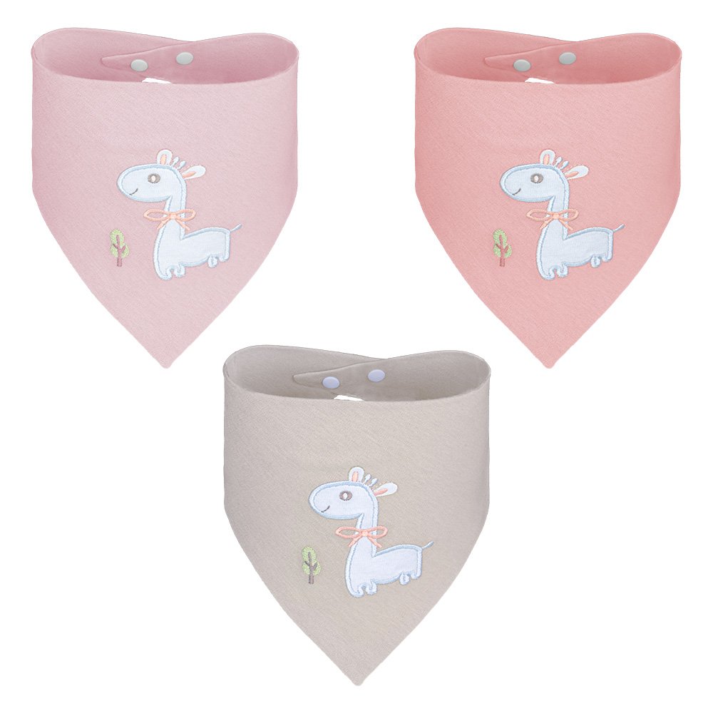 Kit Babador Bandana Bichinho Lhama Feminino Pimpolho Com 3 Unidades.