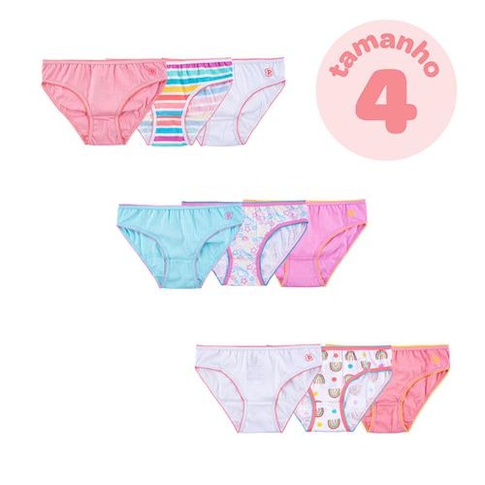 Pack Com 6 Kits Calcinha Infantil Kit Com 3 Peças 04 Anos Feminino Pimpolho