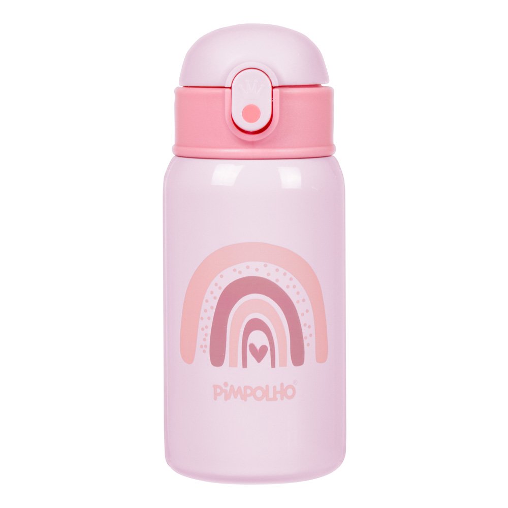 Kit Garrafa Térmica Inox 400Ml Com Canudo Feminino Pimpolho Com 1 Unidade.