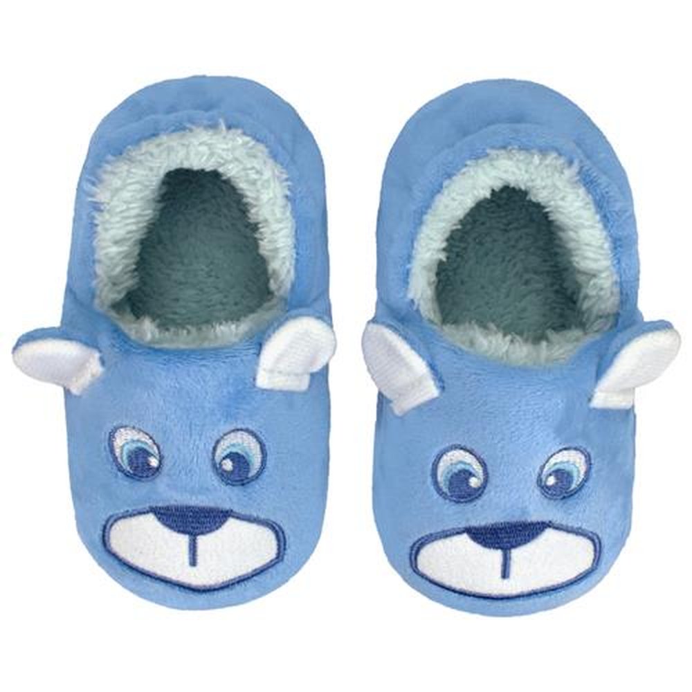 Kit Pantufa Kids Urso Azul Masculino Pimpolho Com 4 Pares - Numeração 20 A 27