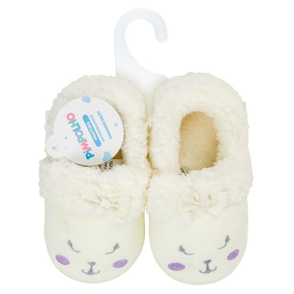 Kit Pantufa Kids Ovelha Off White Feminino Pimpolho Com 4 Pares - Numeração 20 A 27