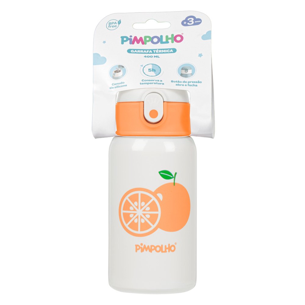Kit Garrafa Térmica Inox 400Ml Com Canudo Unissex Pimpolho Com 1 Unidade.