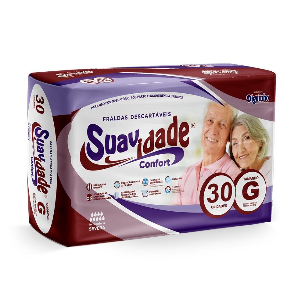 Fralda Descartavel Geriatrica Suavidade Confort G - 30 Unidades