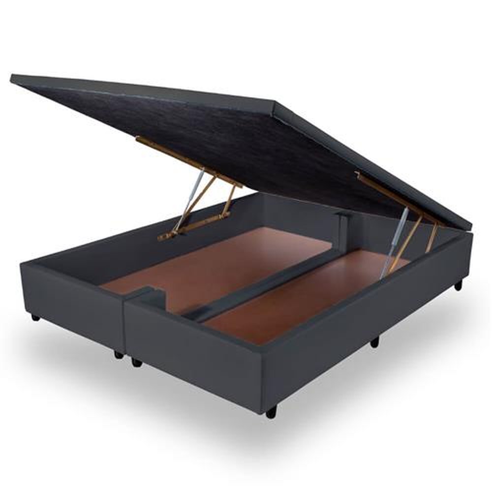 Box Baú Orthocrin Preto Casal Queen- 158X198X31