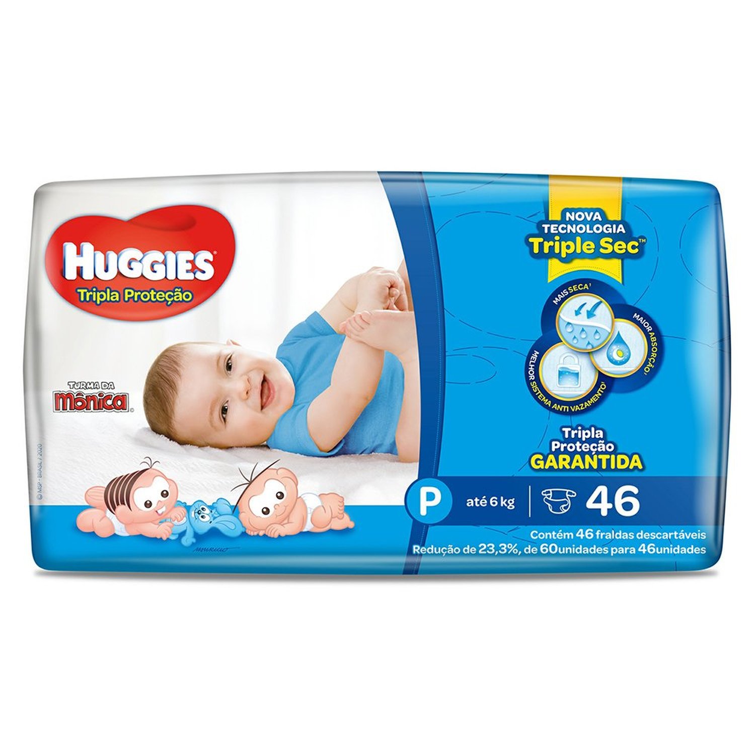 Fralda Huggies Turma da Monica Mega Tamanho P Com 46 Unidades