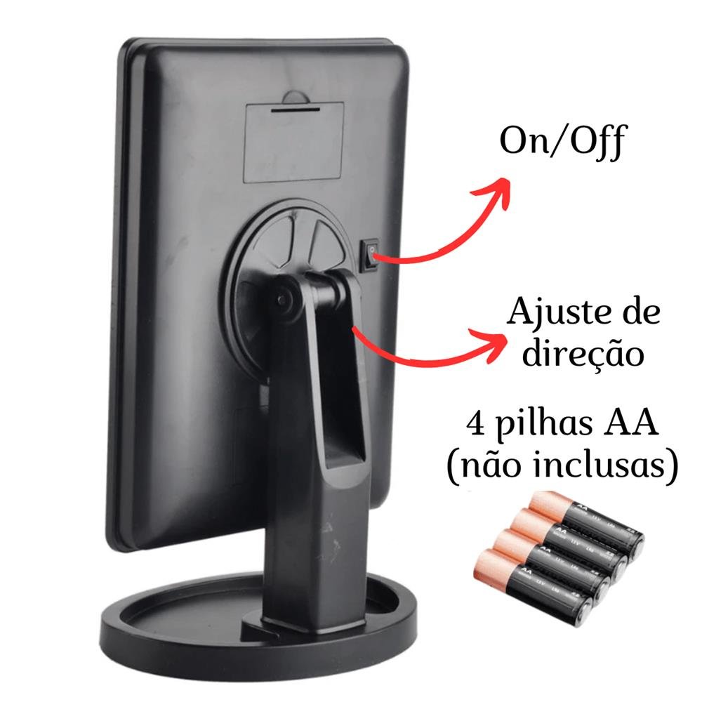 Espelho para Maquiagem Portátil Camarim Mesa Touch Led