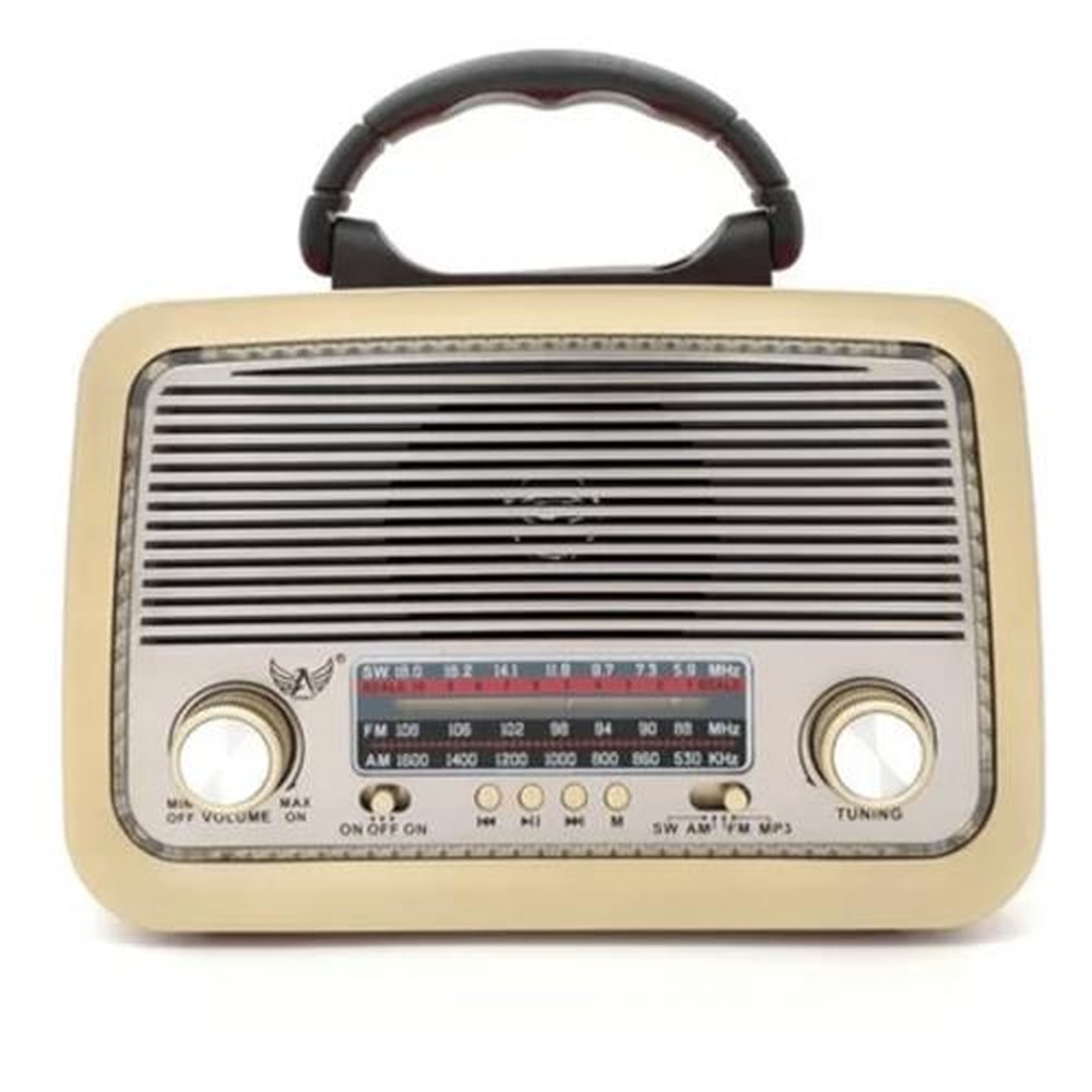 Rádio Retro Vintage Am Fm Sw Usb Bateria Recarregavel Auxiliar Sd Preto