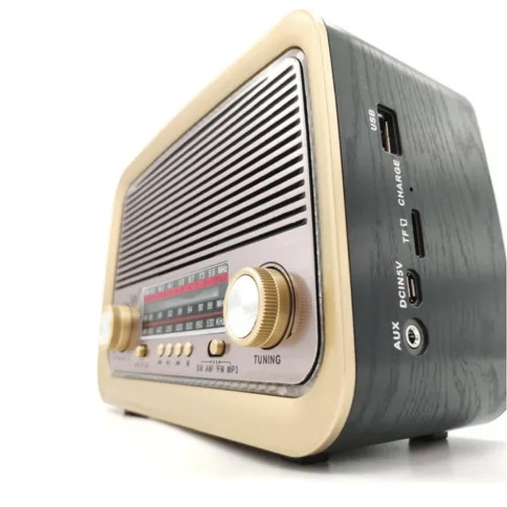 Rádio Retro Vintage Am Fm Sw Usb Bateria Recarregavel Auxiliar Sd Preto