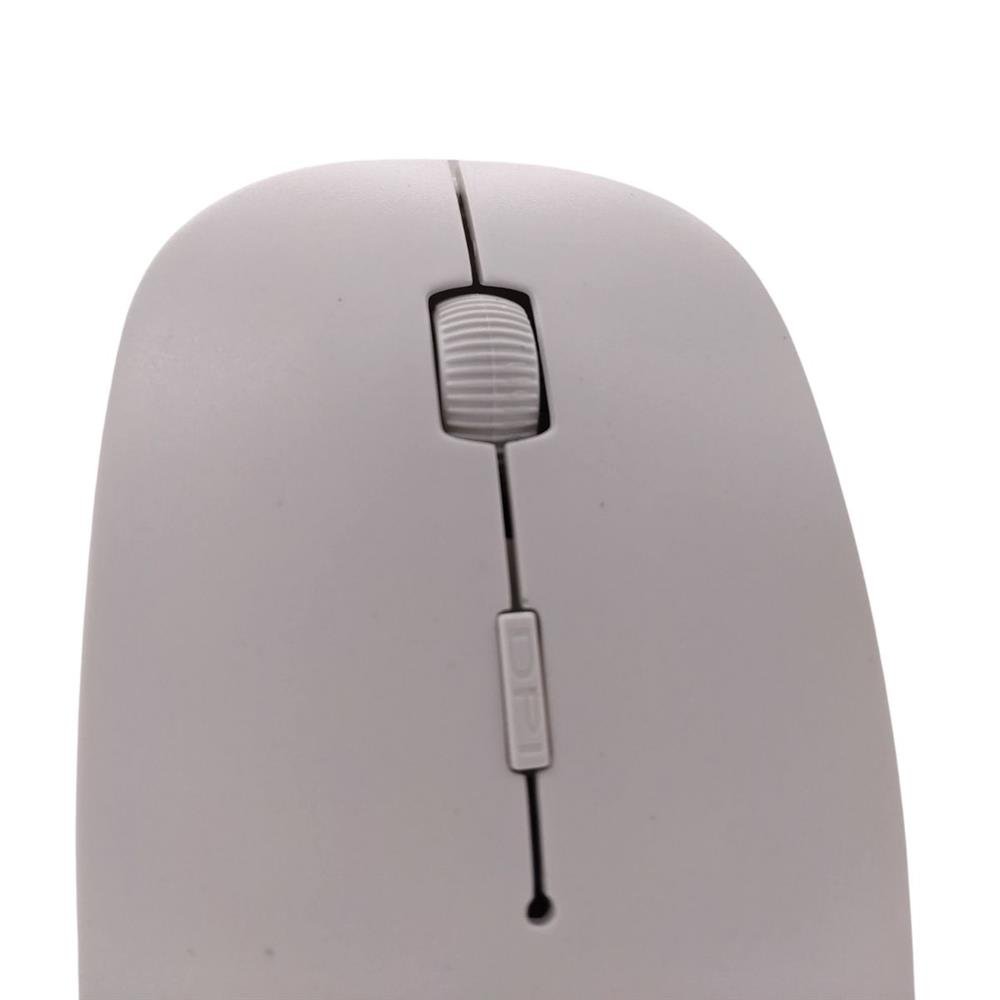 Mouse Sem Fio Slim Optico 3 Botões Adaptador Wireless Scroll Branco