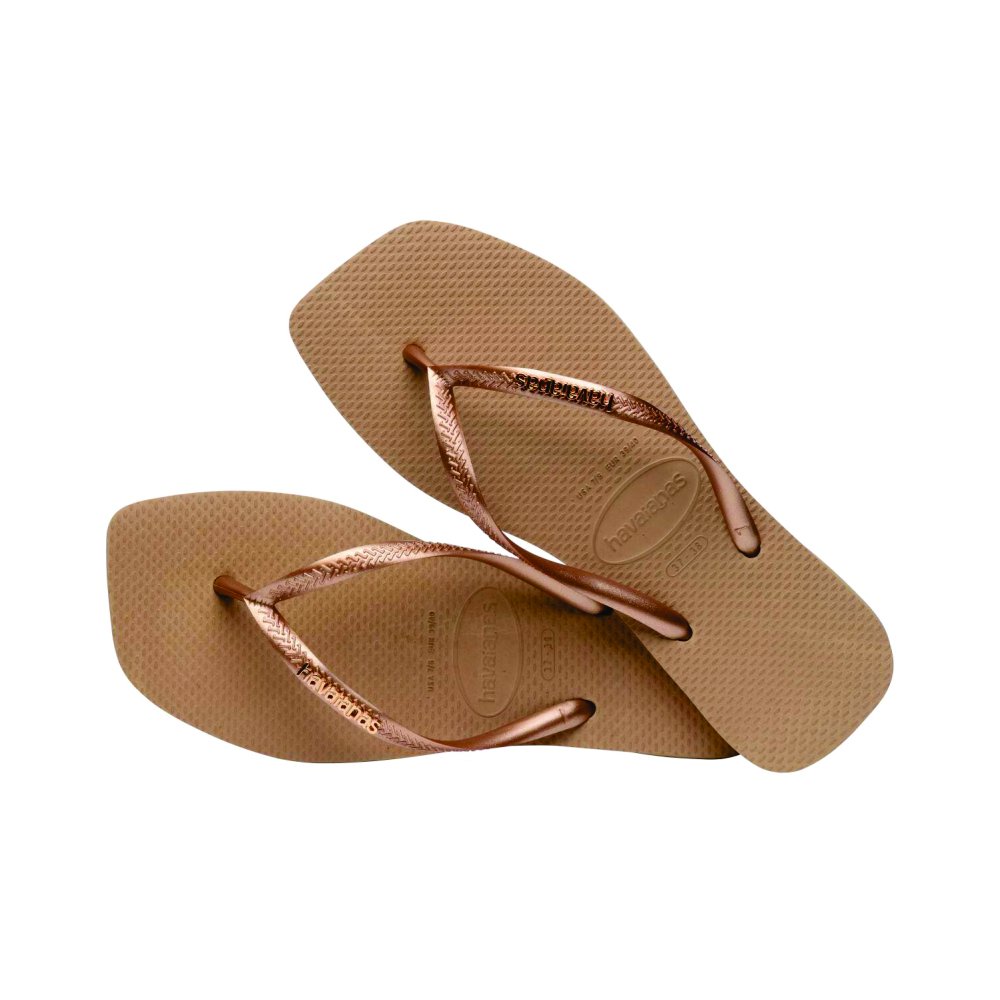Havaianas Slim Square Logo Met Rose Gold/Rose Gold 41/42