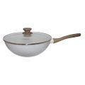 Panela Wok Indução Linha Mármol Cook Vanilla 28cm Alumínio Revestida em Cerâmica com Cabo Soft-Touch Mimo Style