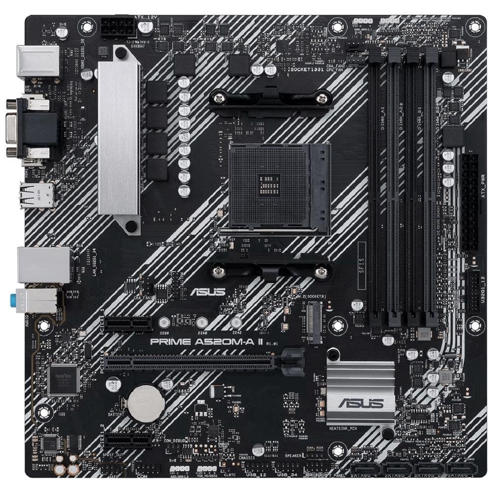 PLACA MÃE ASUS PRIME A520M-A II, CHIPSET A520, AMD AM4, MATX, 4xDDR4
