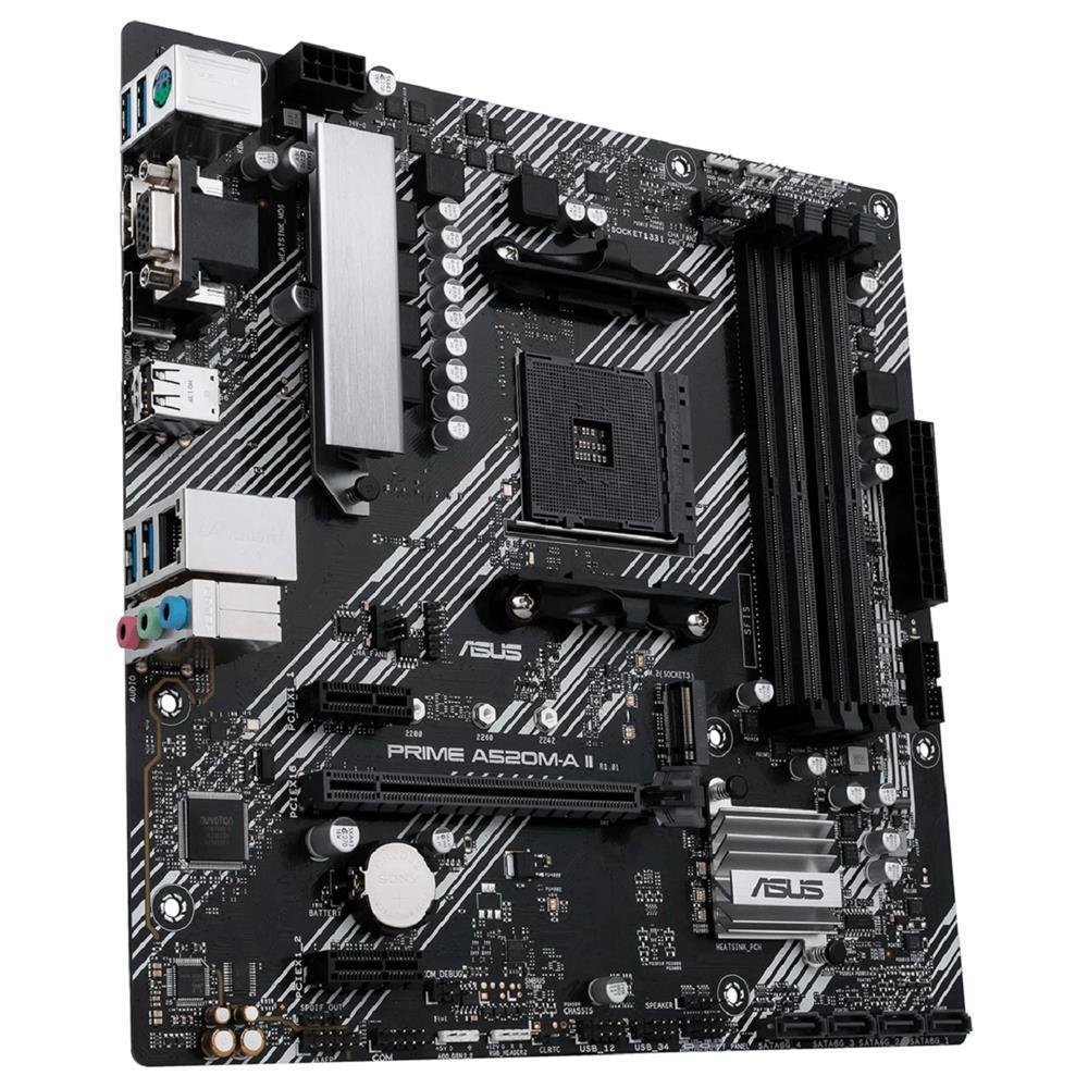 PLACA MÃE ASUS PRIME A520M-A II, CHIPSET A520, AMD AM4, MATX, 4xDDR4