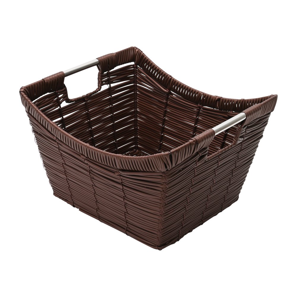 Cesto Quadrado De Rattan Sintético Com Alça De Metal Mimo Style