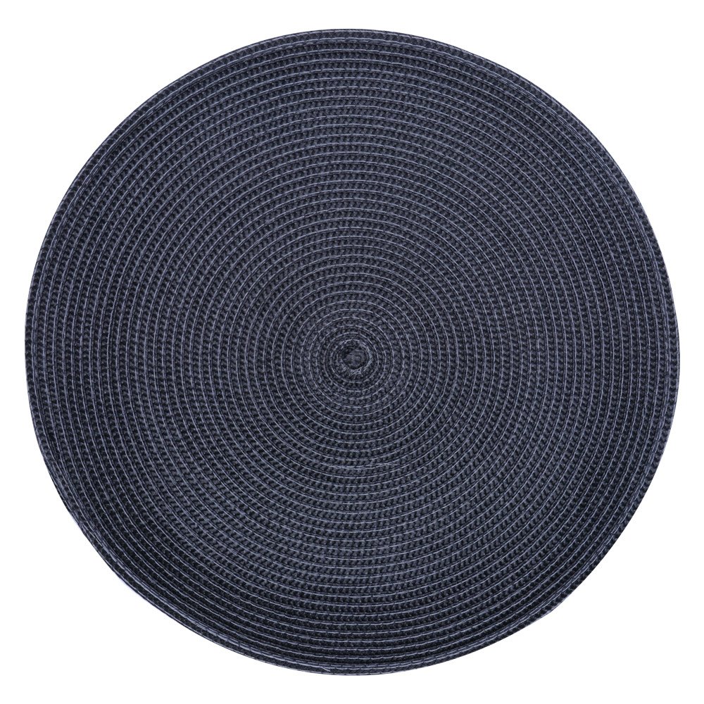 Lugar Americano Redondo 38Cm Pvc E Poliéster Na Cor Preta Mimo Style