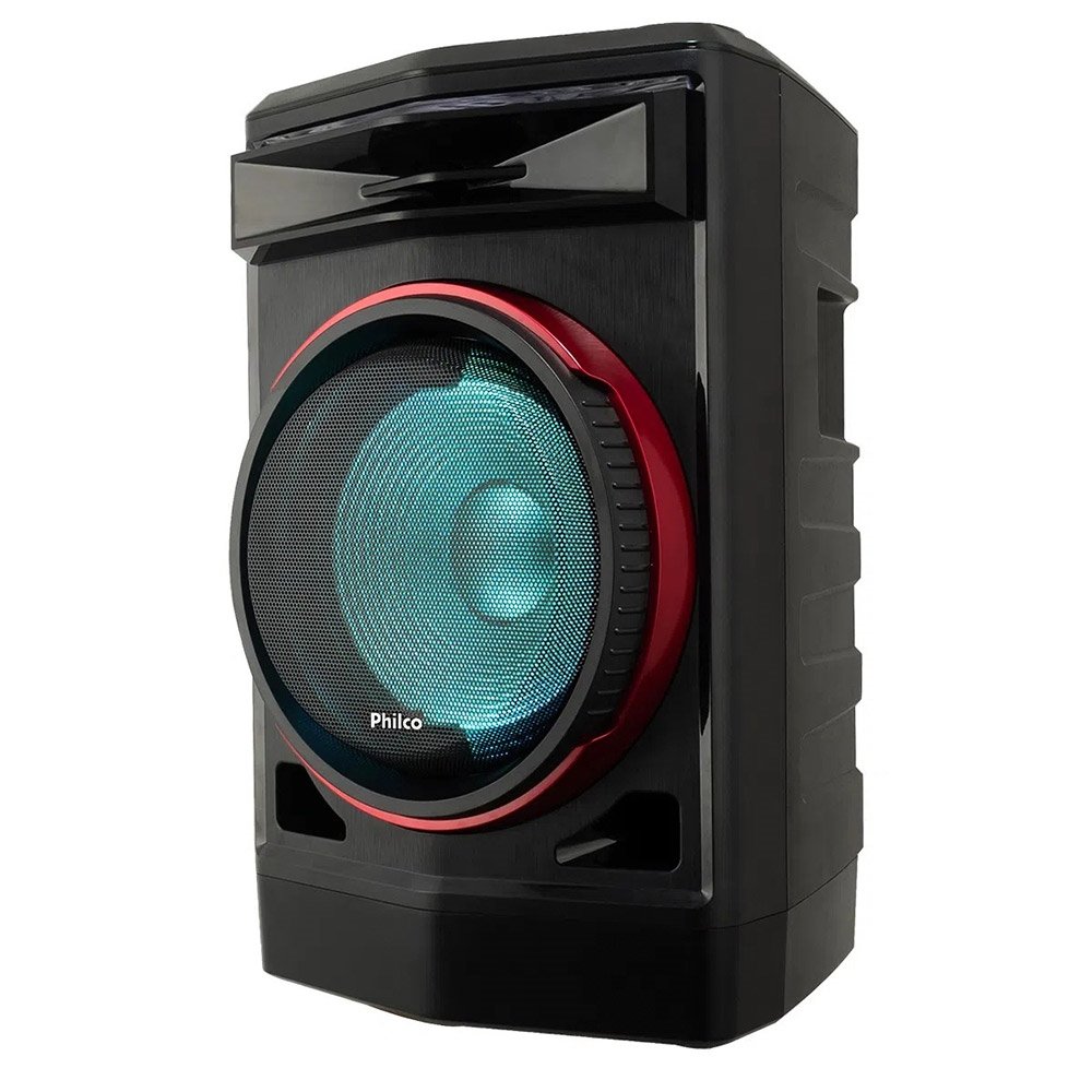 Caixa Acústica Philco PCX7100, Entrada Auxiliar, P2/USB/Flash Lights, Bluetooth 5.0, Rádio FM, 750W RMS, Preto