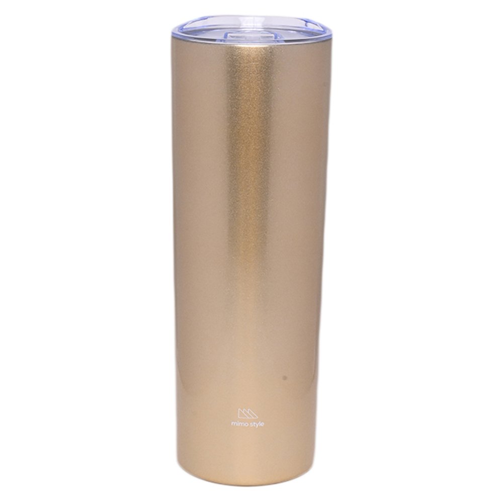 Copo Mimo Style Slim Inox Dourado Parede Dupla Com Tampa Acrílico