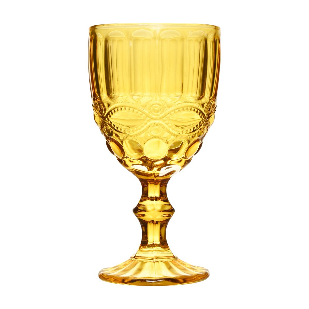 Jogo de 6 Taças de Vidro Âmbar com Capacidade de 240ml com Alto Relevo Mimo Style