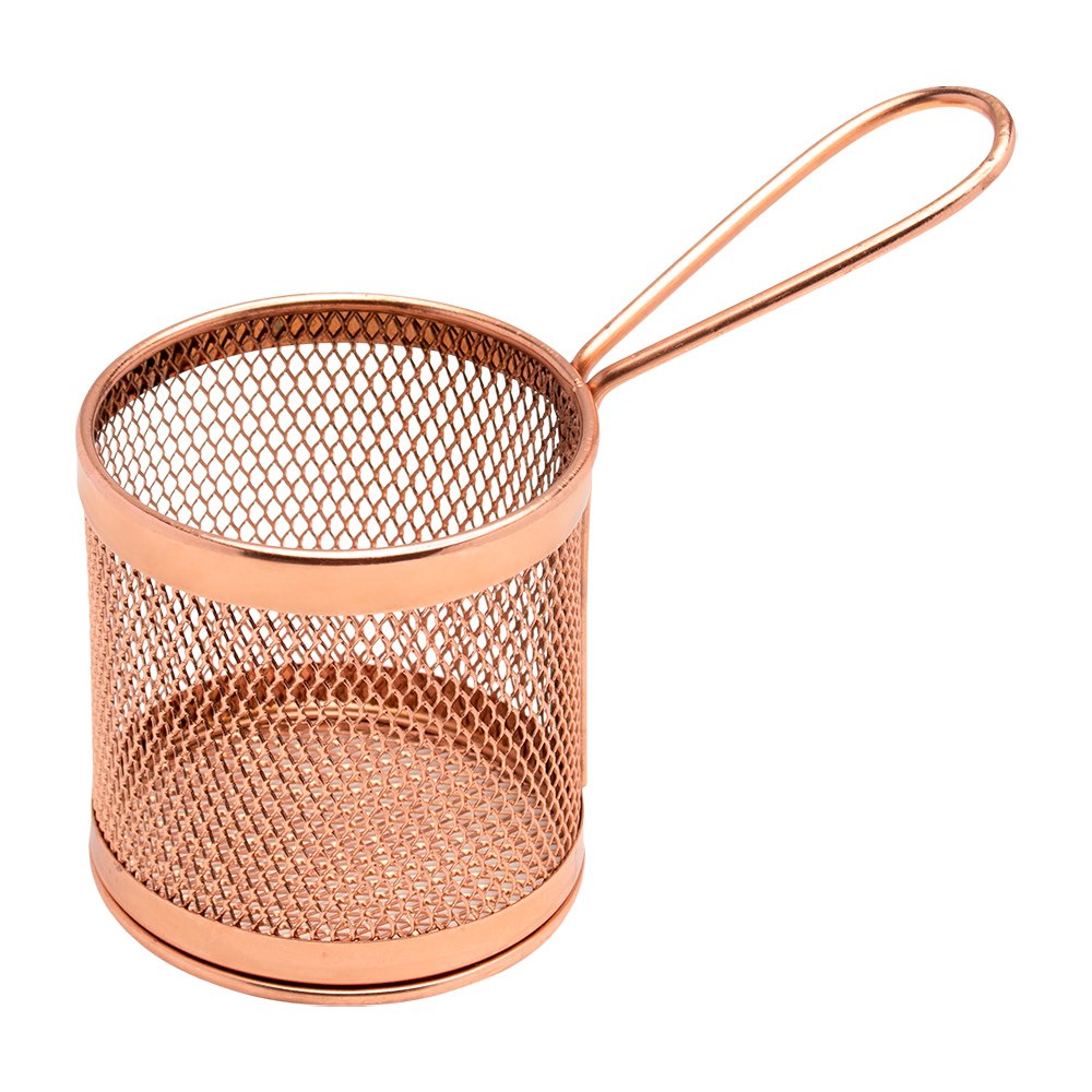 Mini Cestas de Batatas Fritas Redondo de Inox Bronze Mimo Style