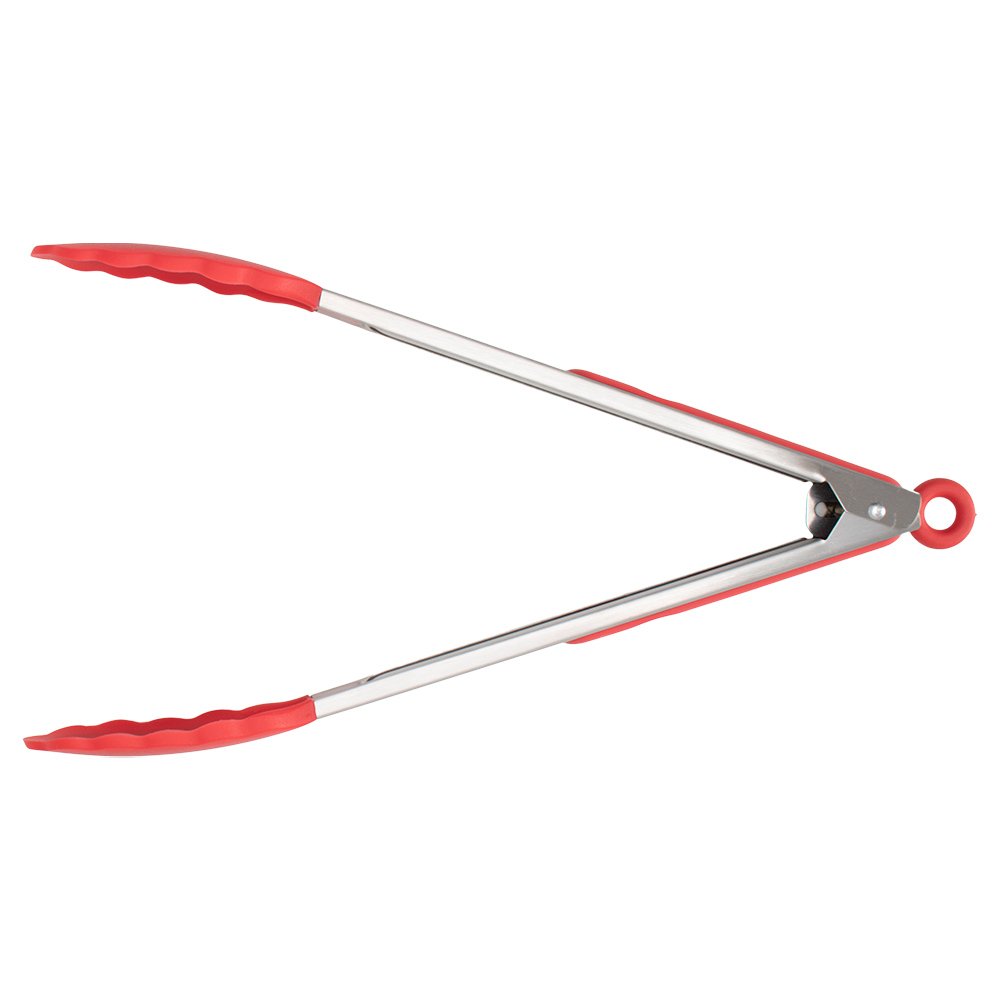 Pinça Pegador de Salada Inox com Silicone 35cm Multiuso Vermelho Mimo Style