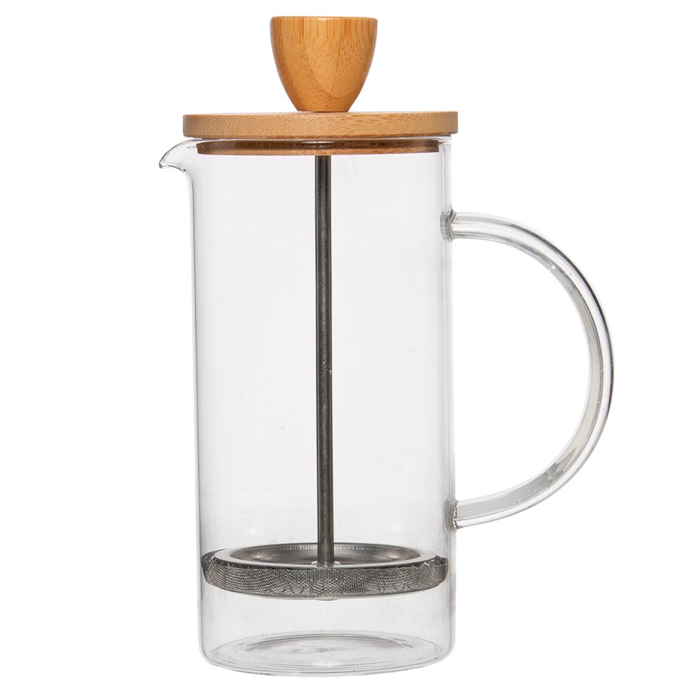 Cafeteira Prensa Francesa 370Ml Com Tampa Bambu E Alça De Vidro Mimo Style