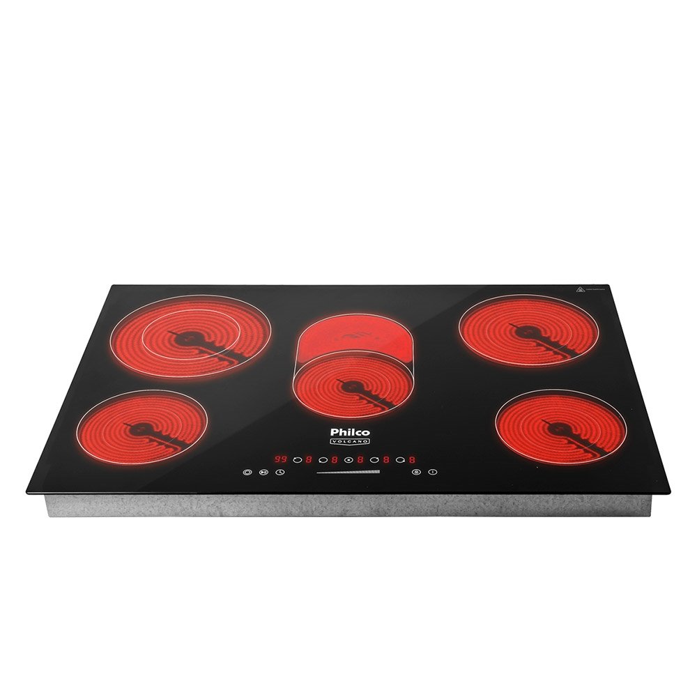 Cooktop Elétrico 5 Bocas Philco PCT55VC Volcano Vitrocerâmico Preto 220V