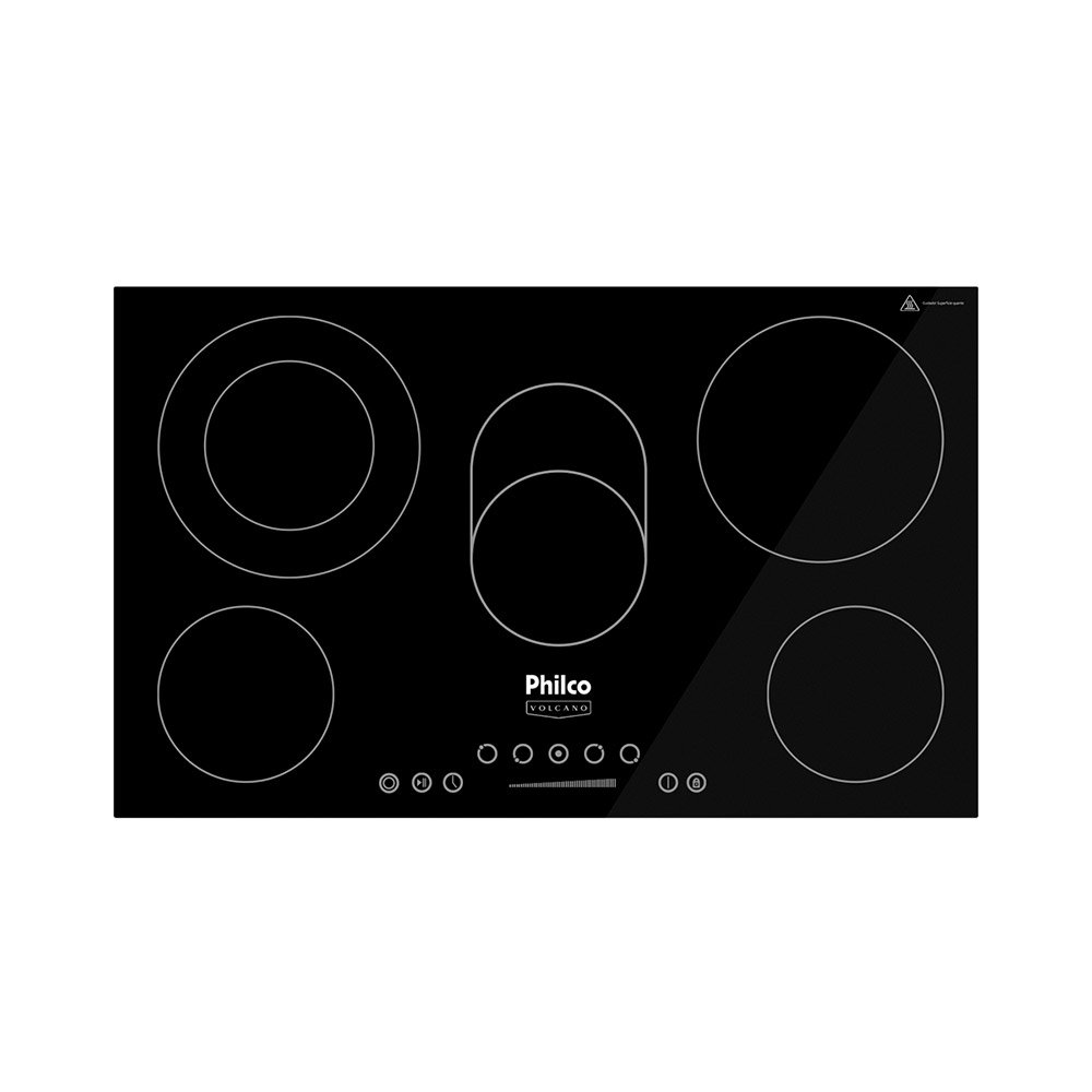 Cooktop Elétrico 5 Bocas Philco PCT55VC Volcano Vitrocerâmico Preto 220V