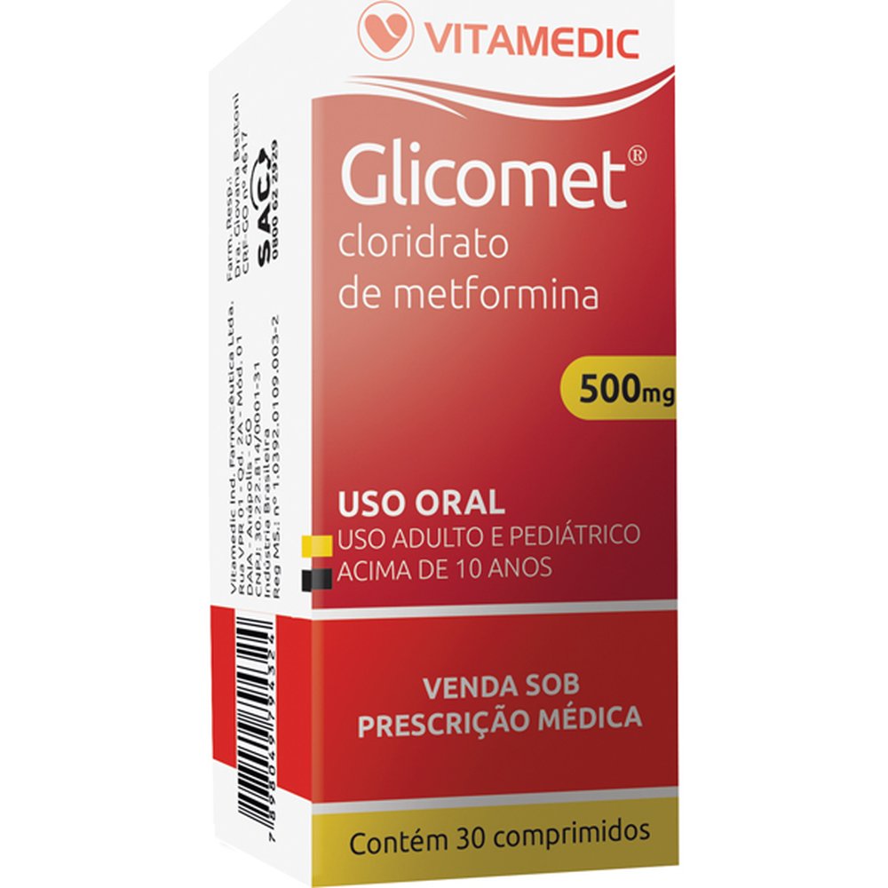 Glicomet 500Mg Com 30 Comprimido - VITAMEDIC