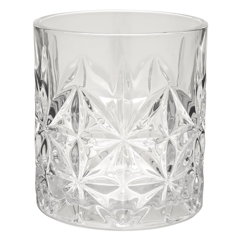 Copo de Whisky Feito Inteiramente de Vidro, Com Capacidade De 340ml. Possui Detalhes em Alto Relevo Que Deixam o Copo Ainda Mais Elegante