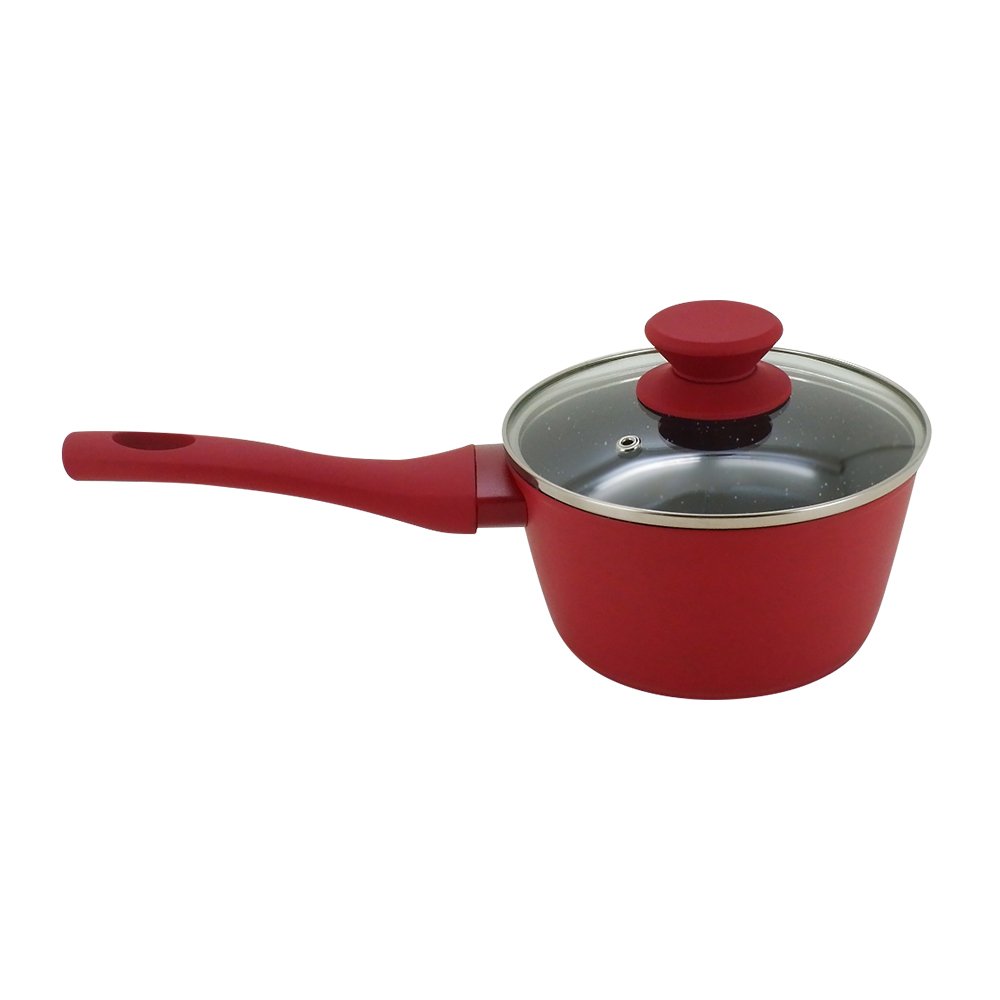 Panela Indução Rubi Cook 16cm Alumínio e Revestimento Cerâmico Tampa de Vidro Temperado cabos Soft-Touch Mimo Style