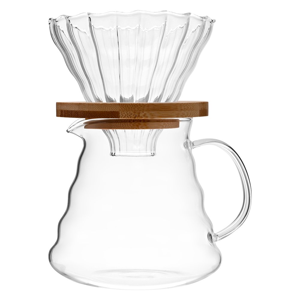 Jogo Passador De Café E Jarra de Vidro Borossilicato E Bambu Mimo Style