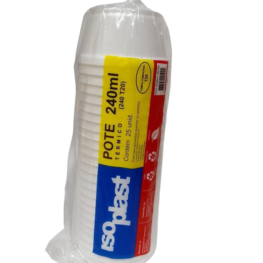 Pote Termico 240ml T20 com 25 Unidades
