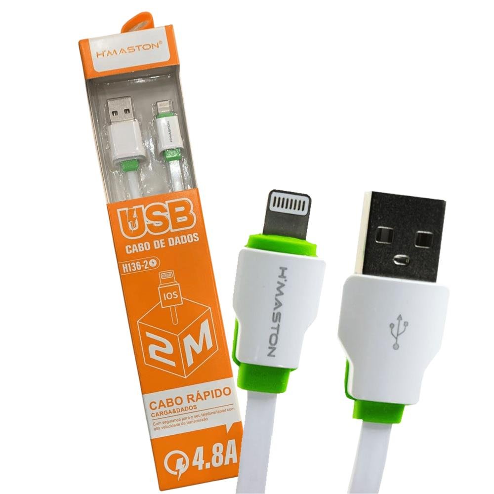 Cabo USB Lightning 4.8A Max Turbo Hmaston Carregador Transferência Dados