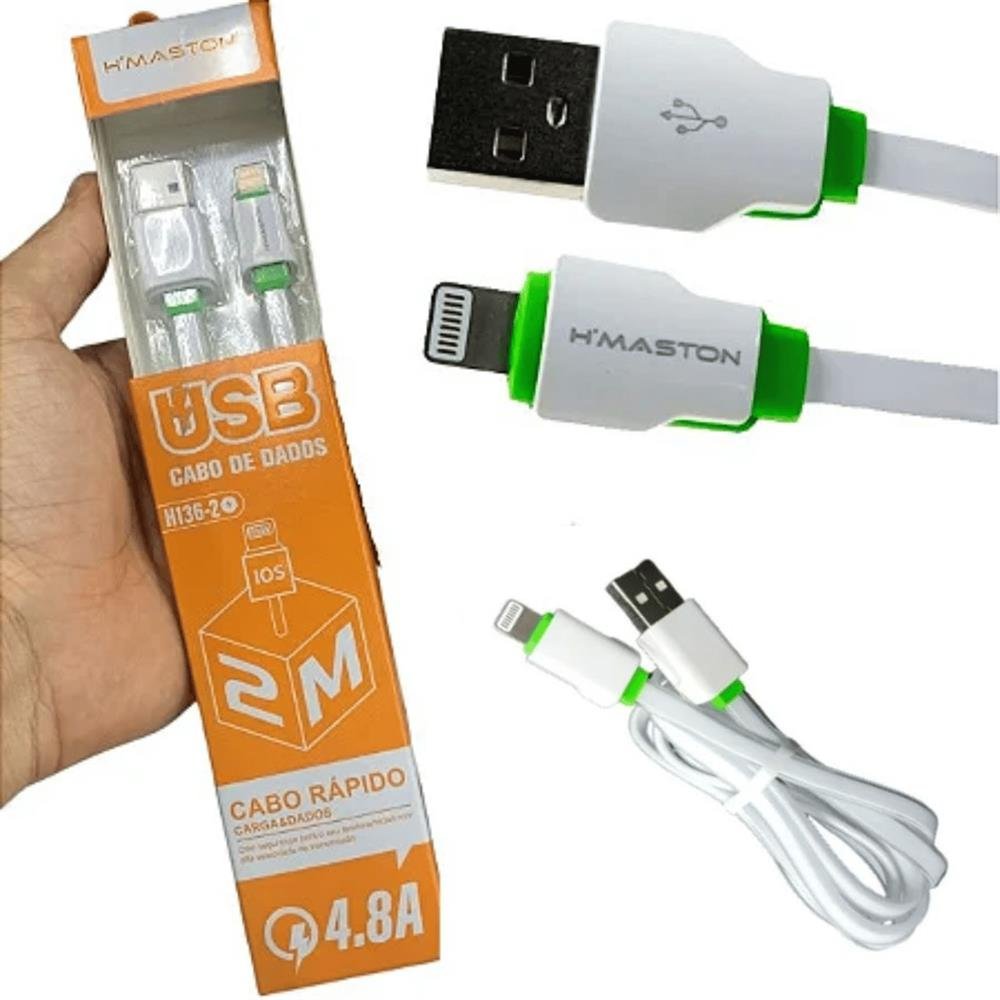 Cabo USB Lightning 4.8A Max Turbo Hmaston Carregador Transferência Dados