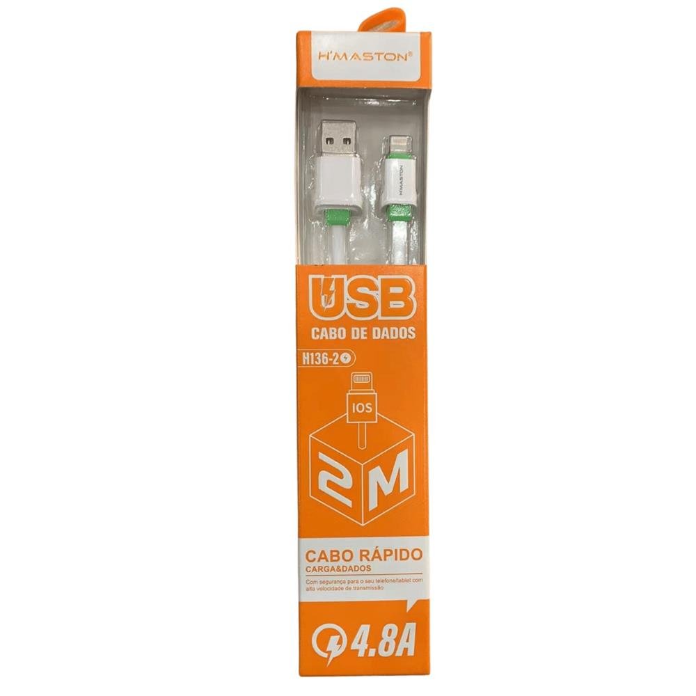 Cabo USB Lightning 4.8A Max Turbo Hmaston Carregador Transferência Dados