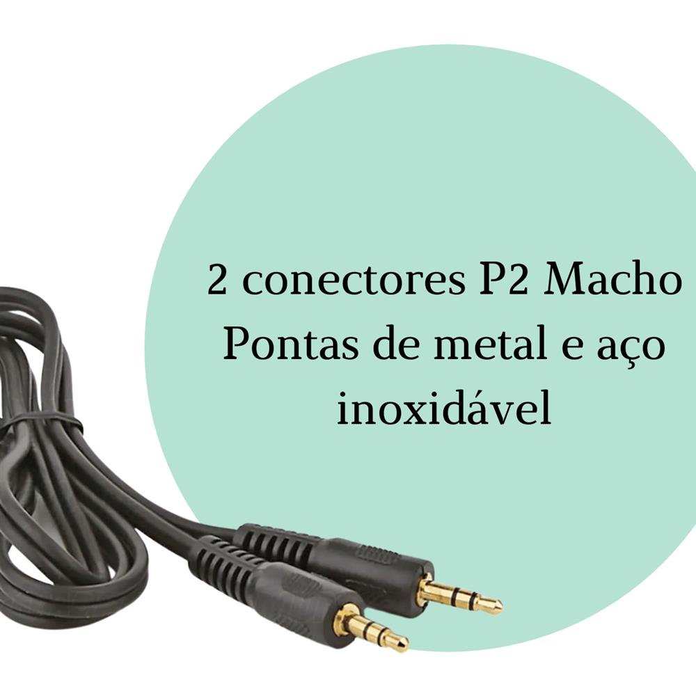 Cabo Auxilar P2 X P2 Macho Som Plug 3,5mm Stereo 1,5 metros It Blue