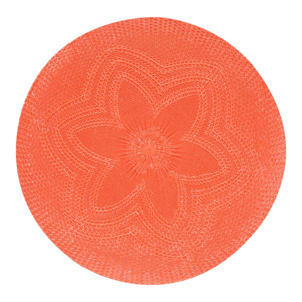 Lugar Americano Redondo De Crochê Flor Vermelha 38Cm Mimo Style