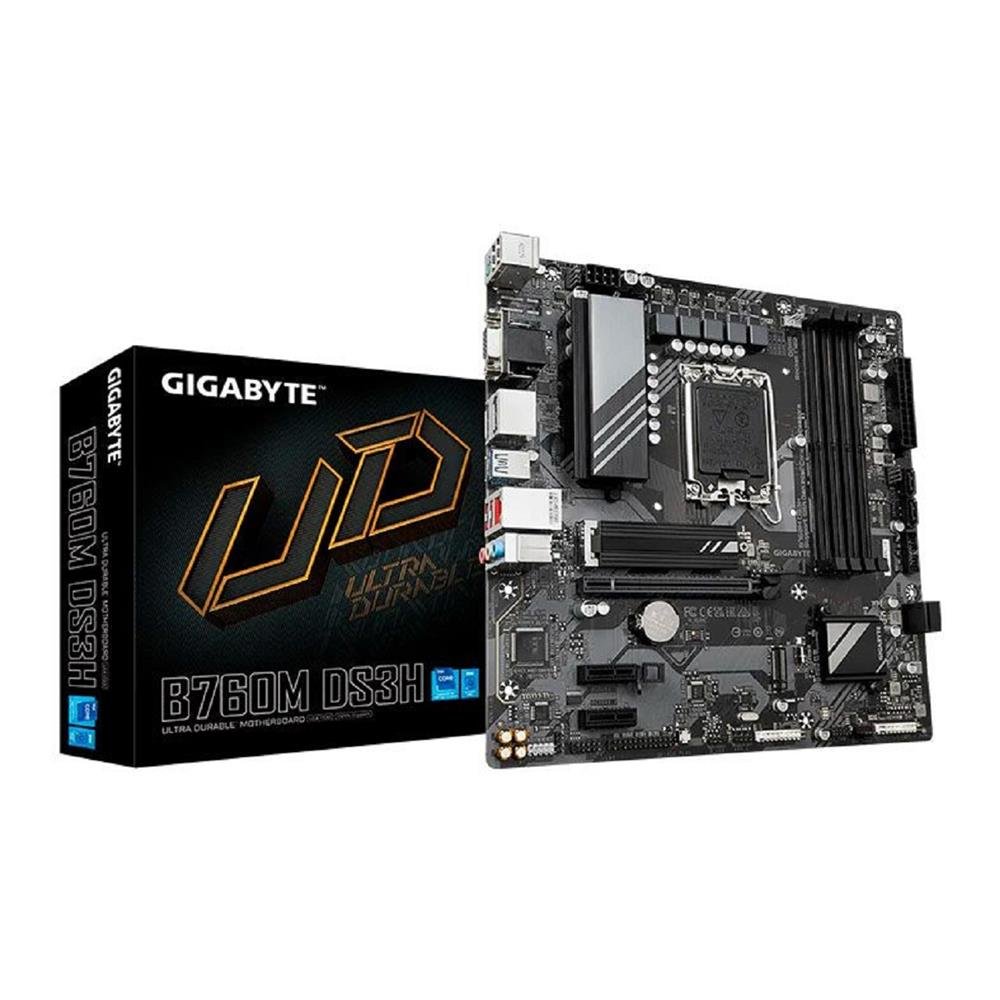Placa Mãe Gigabyte B760m Ds3h Ddr5, Chipset B760, Intel Lga 1700, Matx, Ddr5