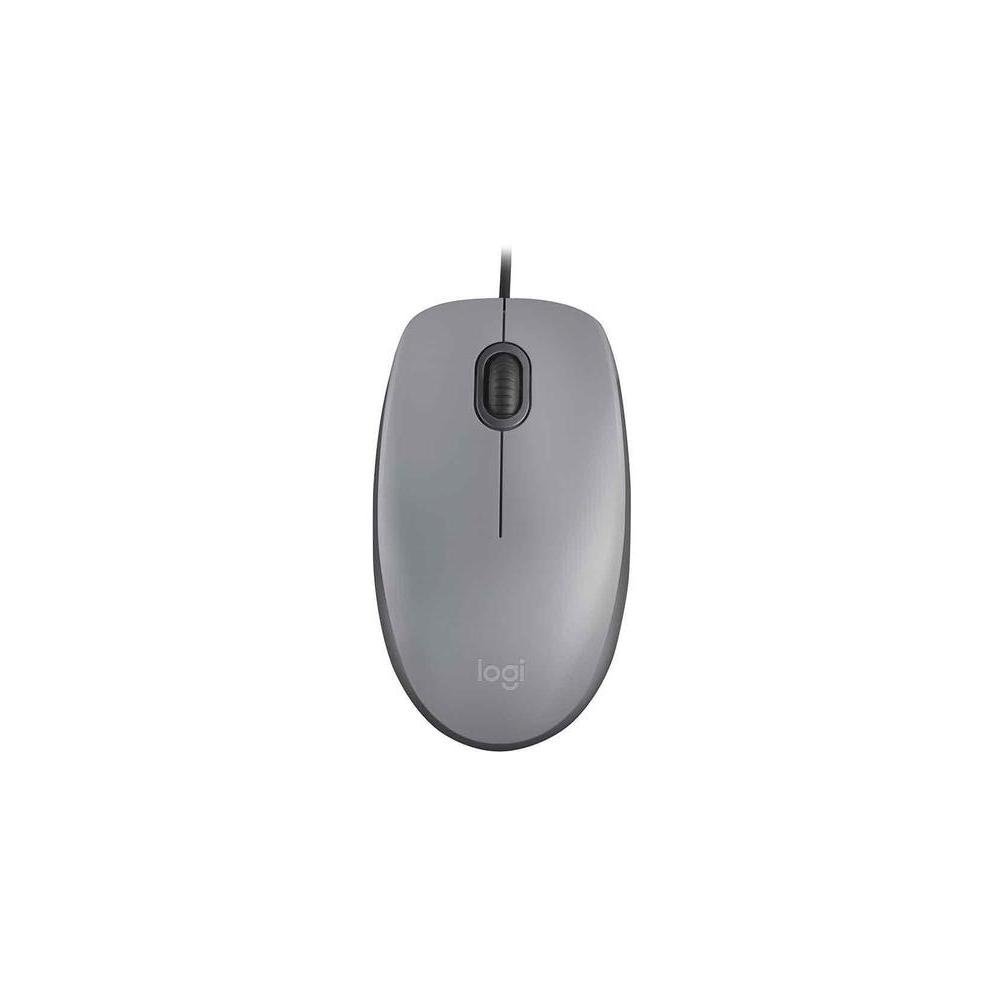 Mouse com fio USB Logitech M110 com Clique Silencioso, Design Ambidestro e Facilidade Plug and Play, Cinza - 910-006757