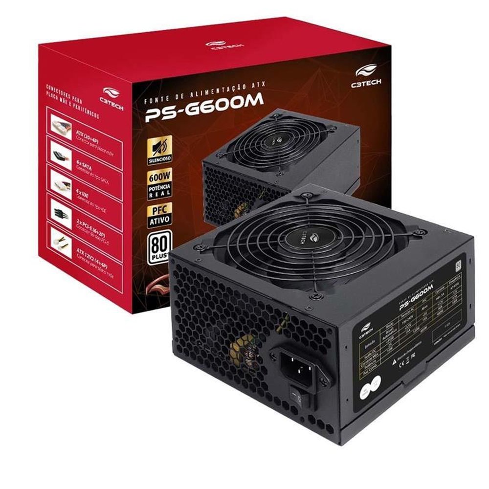 Fonte C3tech Ps-G600m 600W ATX 80 Plus White