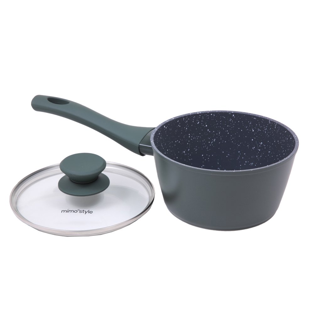 Panela Indução Jade Cook 16cm Alumínio e Revestimento Cerâmico tampa de Vidro Temperado Cabos Soft-Touch Mimo Style