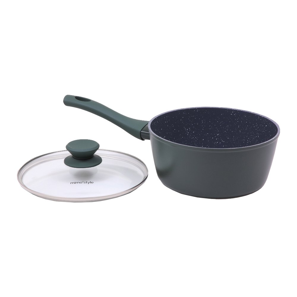 Panela Indução Jade Cook 20cm Alumínio e Revestimento Cerâmico Tampa de Vidro Temperado Cabos Soft-Touch Mimo Style