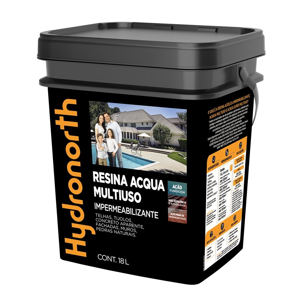 Resina Acqua Multiuso Hydronorth Grafite Balde 18 Litros