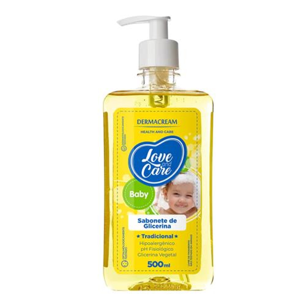 Sabonete Liquido Infantil Dermacream Love And Care Baby Glicerina 500 Ml
