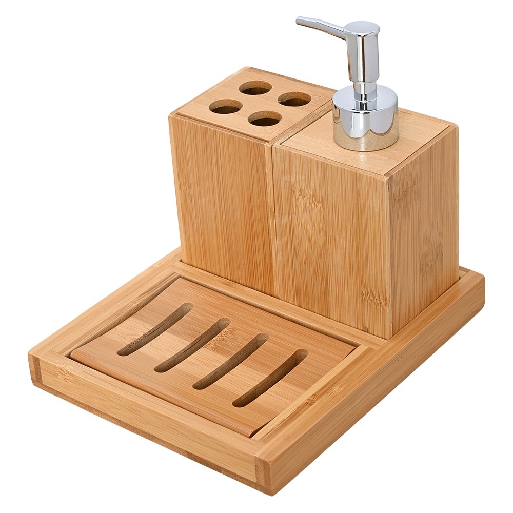 Conjunto De Banheiro Ecokitchen Bambu 4 Peças Mimo Style