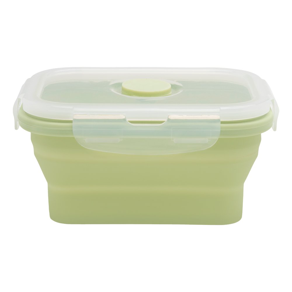 Porta Alimentos Retrátil Verde De Silicone Flexível Com Tampa Hermética Mimo Style