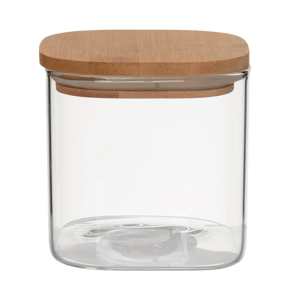 Pote Hermético De Vidro Borossilicato Com Tampa Bambu 650Ml Mimo Style