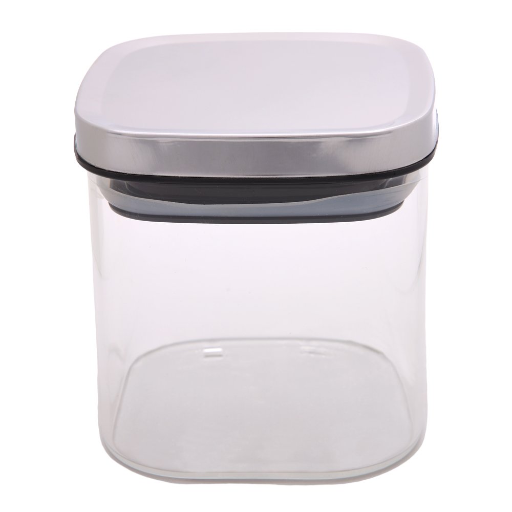Pote Hermético de Vidro Borossilicato com Tampa de Inox 650ml Organizador de Alimentos Secos - Armazena de Forma Prática e Ideal