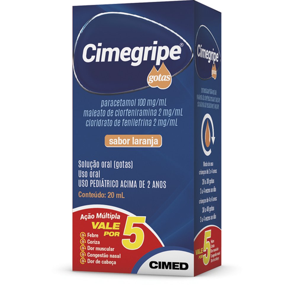 Cimegripe Solução Oral Frasco 20Ml Sabor Laranja - CIMED