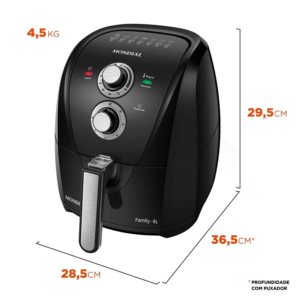 Fritadeira  Air Fryer  Mondial AFN-40-BFS - 4 Litros Preto 220V